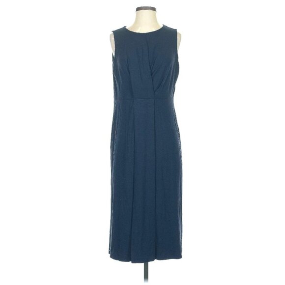 J. Jill Wearever Collection WE Navy Blue Pleated Midi Dress Size 2X 18 20 Plus - Picture 2 of 9